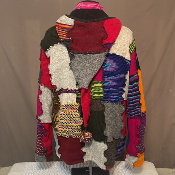 ❤️BOHO Hippy Wool Patchwork Jacket, Shop O holic Fashion. With detachable hood. - Picture 6 of 12